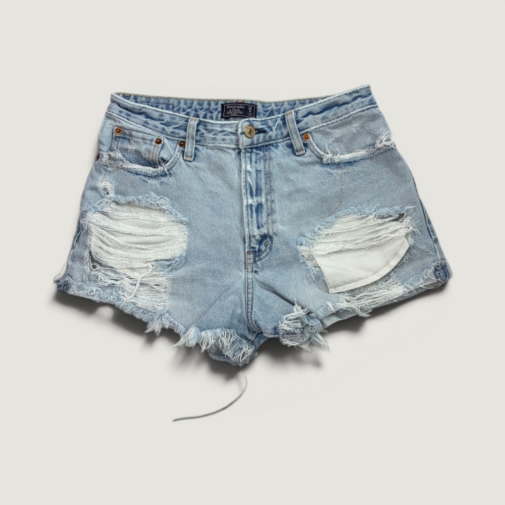 Abercrombie & Fitch Annie High Rise Shorts Womens 28/6 Light Distressed Denim